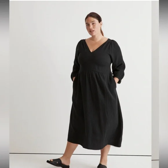 Madewell Lightspun V-neck Midi Dress - Picture 1 of 11